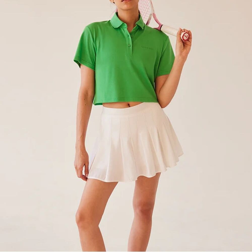 Outdoor Voices Birdie Cropped Polo Kelly Green Size XXS